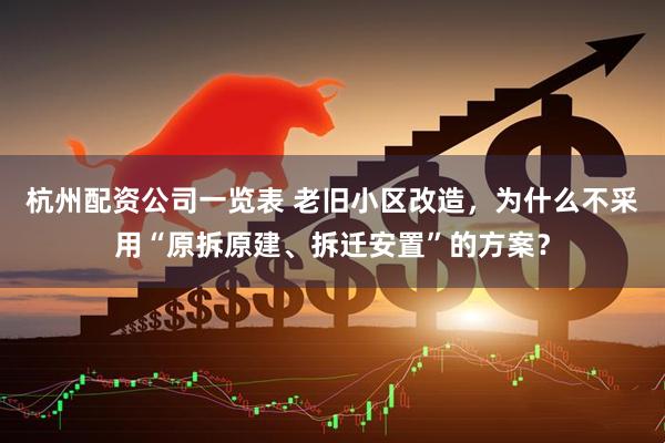 杭州配资公司一览表 老旧小区改造，为什么不采用“原拆原建、拆迁安置”的方案？