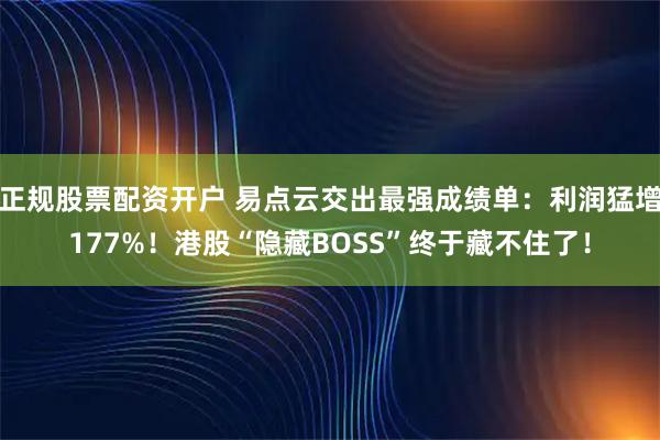 正规股票配资开户 易点云交出最强成绩单：利润猛增177%！港股“隐藏BOSS”终于藏不住了！